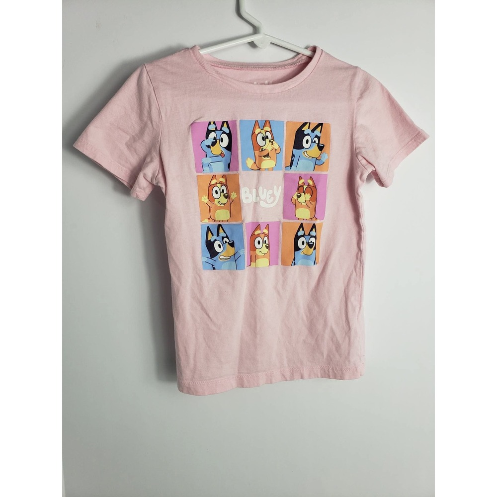 Bluey Girls Pink Graphic Character T-Shirt Size 6/6X BBC Studios Cartoon Tee